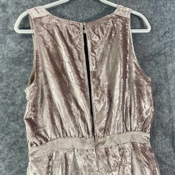 Amuse Society Velvet Jumpsuit Large Pink Wide Leg V-Neck Night And Daze Jumper - Picture 6 of 15